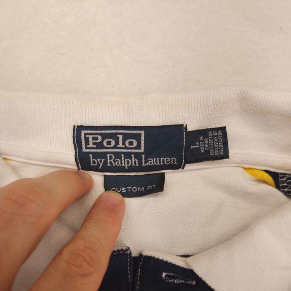 Polo by Ralph Custom Fit Big Horse Lauren Collared Polo Shirt Mens Size L White - Picture 3 of 9